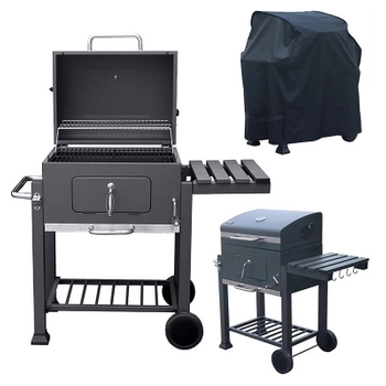 GRILL OGRODOWY WĘGLOWY Z POKRYWĄ I POKROWCEM VL01P GRAFITOWY