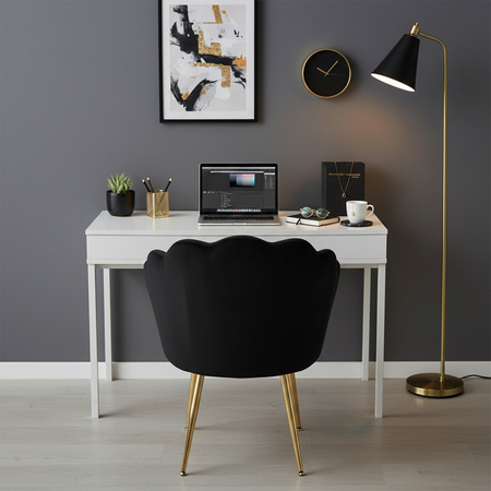 FOTEL KRZESŁO WELUROWE TAPICEROWANE TINA CZARNY NOGI ZŁOTE