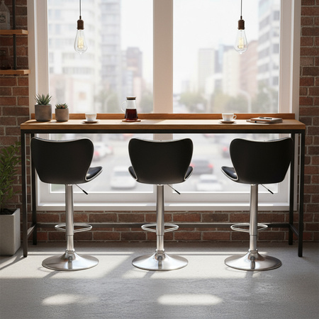 HOKER KRZESŁO BAROWE LUNA CZARNA SKÓRA PU PODSTAWA CHROM LUNA-BL-CH