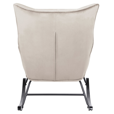 FOTEL KRZESŁO BUJANE USZAK WELUROWE TAPICEROWANE ARUBA BEŻOWY NOGI CZARNE