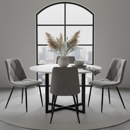 KRZESŁO FOTEL WELUROWY TAPICEROWANY TESA CIEMNOSZARY NOGI CZARNE