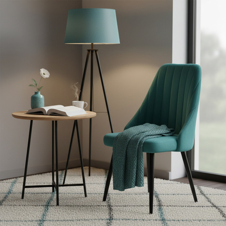 KRZESŁO FOTEL WELUROWY TAPICEROWANY NIKA BUTELKOWA ZIELEŃ NOGI CZARNE