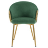 FOTEL KRZESŁO WELUROWE TAPICEROWANY METIS BUTELKOWA ZIELEŃ NOGI ZŁOTE