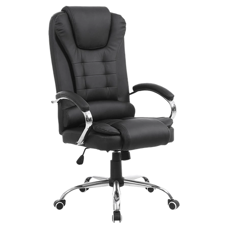 FOTEL BIUROWY OBROTOWY AMBER CZARNA SKÓRA PU PODSTAWA CHROM