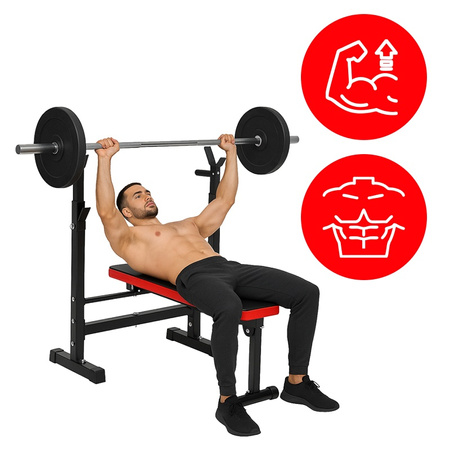 ŁAWKA DO ĆWICZEŃ POD SZTANGĘ REGULOWANA DIPY ASEKURACJA SKŁADANA SKOŚNA