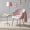 FOTEL KRZESŁO WELUROWE TAPICEROWANY METIS PUDROWY RÓŻ NOGI ZŁOTE