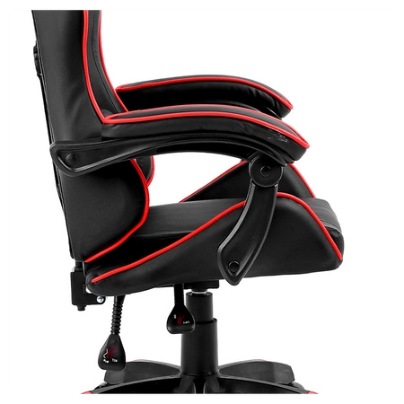 FOTEL GAMINGOWY BIUROWY OBROTOWY ZING-B CZARNY OBSZYCIE CZERWONE SKÓRA PU