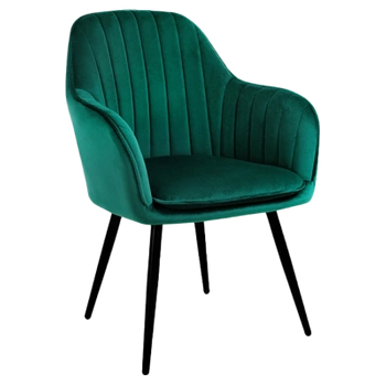FOTEL WELUROWY TAPICEROWANY BETO BUTELKOWA ZIELEŃ NOGI CZARNE