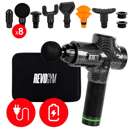 PISTOLET DO MASAŻU MOCNY MASAŻER DO PLECÓW CIAŁA MASSAGE GUN 100W + 8 KOŃCÓWEK TP02