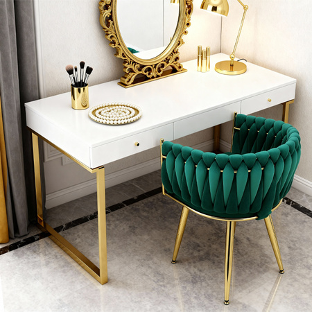 FOTEL KRZESŁO WELUROWY TAPICEROWANY RISO BUTELKOWA ZIELEŃ NOGI ZŁOTE