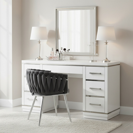 FOTEL KRZESŁO WELUROWE TAPICEROWANE RISO CIEMNY SZARY NOGI CHROM