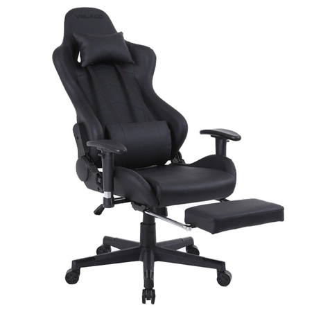 FOTEL GAMINGOWY BIUROWY OBROTOWY RIVAL CZARNY SKÓRA PU