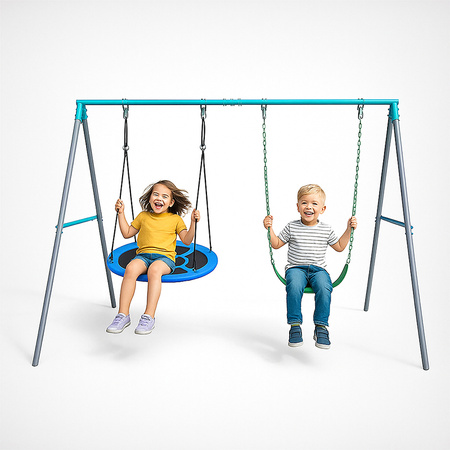 HUŚTAWKA OGRODOWA PODWÓJNA SIMBA BOCIANIE GNIAZDO ZE STELAŻEM DLA DZIECI