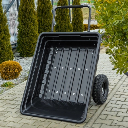 PRZYCZEPKA OGRODOWA DO KOSIARKI TRAKTORKA OGRODOWEGO BOGIE-TRAX CZARNA POLIMEROWA DO 400 KG