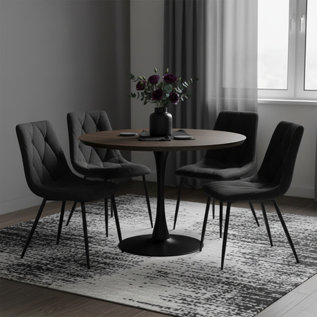 KRZESŁO FOTEL WELUROWY TAPICEROWANY TESA CZARNY NOGI CZARNE