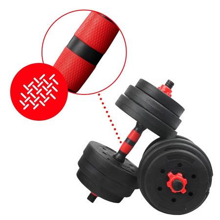 HANTLE BITUMICZNE REGULOWANE ZESTAW 2x20 KG + SZTANGA + UCHWYTY KETTLEBELL TP01-40