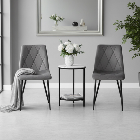 KRZESŁO FOTEL WELUROWY TAPICEROWANY TESA CIEMNOSZARY NOGI CZARNE