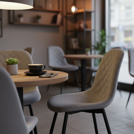 FOTEL KRZESŁO WELUROWE TAPICEROWANE CAMA SZARE NOGI CZARNE