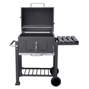 GRILL OGRODOWY WĘGLOWY Z POKRYWĄ I PÓŁKAMI VL01 GRAFITOWY