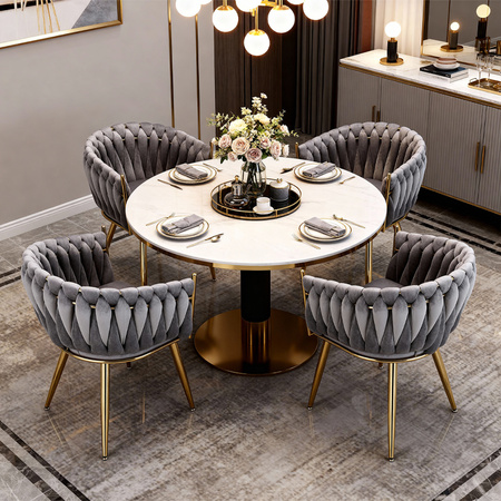 KRZESŁO FOTEL WELUROWY TAPICEROWANY RISO SZARY NOGI ZŁOTE