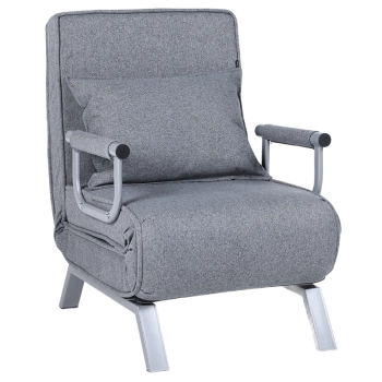 FOTEL KRZESŁO TAPICEROWANY ROZKŁADANY IBIZA CIEMNOSZARY NOGI SREBRNOSZARE