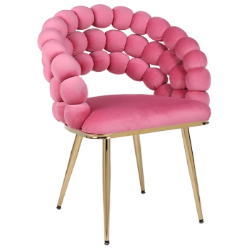 FOTEL KRZESŁO BUBBLE WELUROWE TAPICEROWANE ATRIA BRUDNY RÓŻ NOGI ZŁOTE