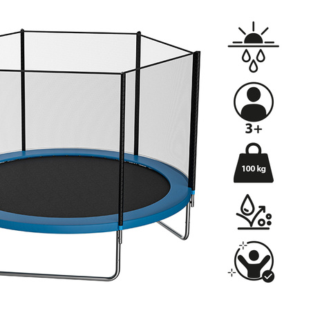 TRAMPOLINA OGRODOWA DLA DZIECI ZUMA 8FT CZARNO/NIEBIESKA 244 CM