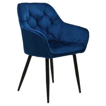 FOTEL KRZESŁO WELUROWE TAPICEROWANE LIZA NIEBIESKI NOGI CZARNE