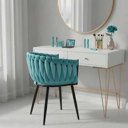 FOTEL KRZESŁO WELUROWY TAPICEROWANY RISO MIĘTOWY NOGI CZARNE