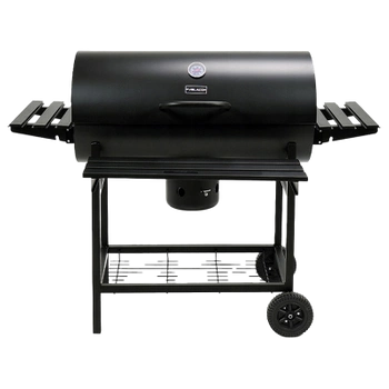 GRILL OGRODOWY WĘGLOWY Z POKRYWĄ I PÓŁKAMI VL09 CZARNY