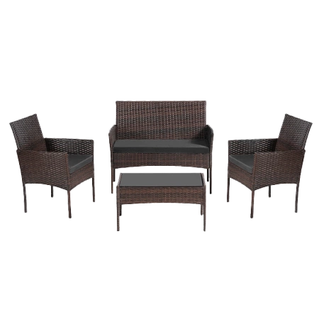 ZESTAW MEBLI OGRODOWYCH RATTANOWE LUIZA 4 OSOBOWE BRĄZOWY