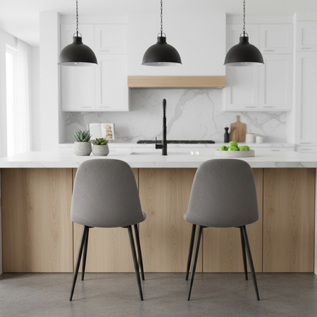 FOTEL KRZESŁO WELUROWE TAPICEROWANE CAMA SZARE NOGI CZARNE