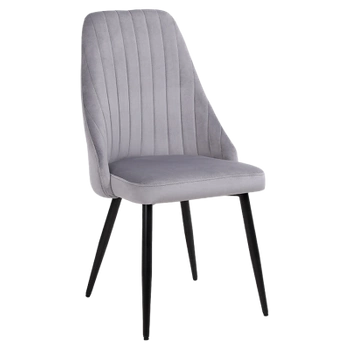 KRZESŁO FOTEL WELUROWY TAPICEROWANY NIKA SZARY NOGI CZARNE