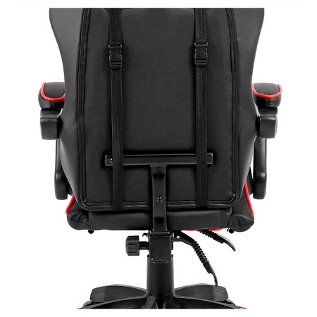 FOTEL GAMINGOWY BIUROWY OBROTOWY ZING-A CZARNY OBSZYCIE CZERWONE SKÓRA PU