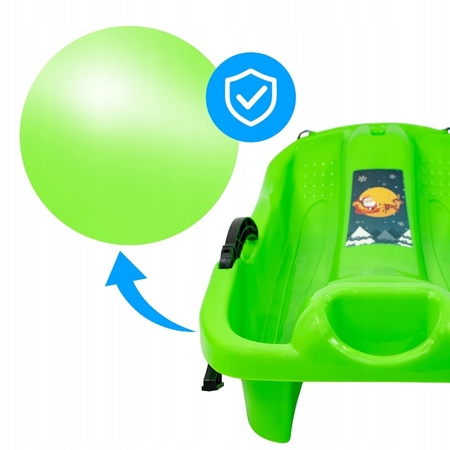 SANKI DZIECIĘCE Z HAMULCEM ŚLIZG PLASTIKOWY SKIPPER ZIELONE