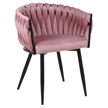 FOTEL KRZESŁO WELUROWY TAPICEROWANY RISO BRUDNY RÓŻ NOGI CZARNE