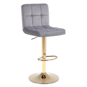 HOKER KRZESŁO BAROWE RAFA SZARY WELUR PODSTAWA ZŁOTA