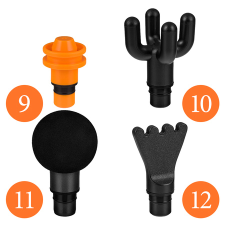 PISTOLET DO MASAŻU MOCNY MASAŻER DO PLECÓW CIAŁA MASSAGE GUN 100W + 12 KOŃCÓWEK RP20