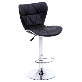 HOKER KRZESŁO BAROWE LUNA CZARNA SKÓRA PU PODSTAWA CHROM LUNA-BL-CH