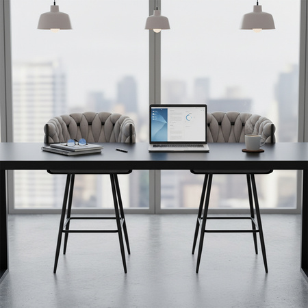 HOKER KRZESŁO BAROWE FERA SZARY WELUR NOGI ZŁOTE