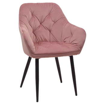 FOTEL KRZESŁO WELUROWE TAPICEROWANE LIZA BRUDNY RÓŻ NOGI CZARNE