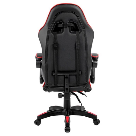 FOTEL GAMINGOWY BIUROWY OBROTOWY ZING-A CZARNY OBSZYCIE CZERWONE SKÓRA PU