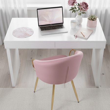 FOTEL KRZESŁO WELUROWE TAPICEROWANY METIS BRUDNY RÓŻ NOGI ZŁOTE