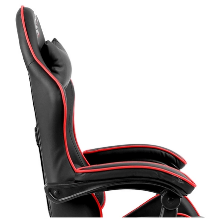 FOTEL GAMINGOWY BIUROWY OBROTOWY ZING-B CZARNY OBSZYCIE CZERWONE SKÓRA PU