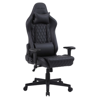 FOTEL GAMINGOWY BIUROWY OBROTOWY FURIA CZARNY SKÓRA PU