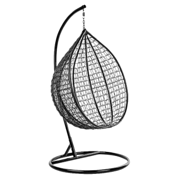 FOTEL OGRODOWY WISZĄCY KOKON DUŻY KOSZ ITAKA CZARNY Z PODSTAWĄ