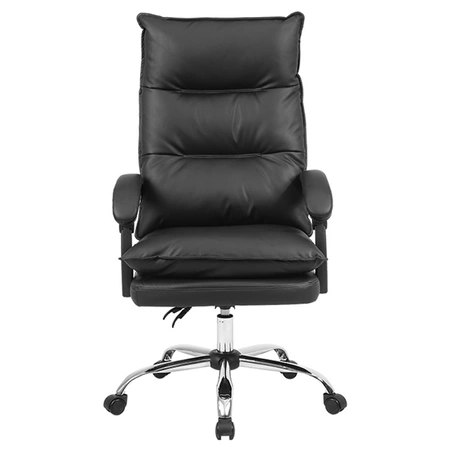 FOTEL BIUROWY OBROTOWY ZENIT CZARNA SKÓRA PU PODSTAWA CHROM