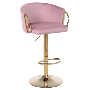 HOKER KRZESŁO BAROWE BIANCA BRUDNY RÓŻ PODSTAWA ZŁOTA