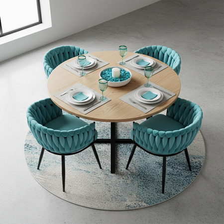 FOTEL KRZESŁO WELUROWY TAPICEROWANY RISO MIĘTOWY NOGI CZARNE