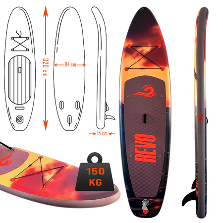 DESKA SUP GOLD-COAST DO PŁYWANIA STAND UP PADDLE POMPOWANA 320CM ZESTAW + SIEDZISKO